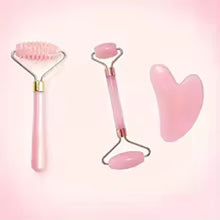 Set Masajeador Facial · Rodillo + Gua Sha Corazón